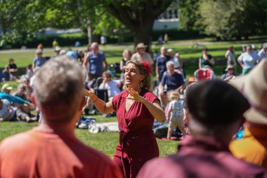 Zoie Kennedy and choir at St Andrews Park May 2025